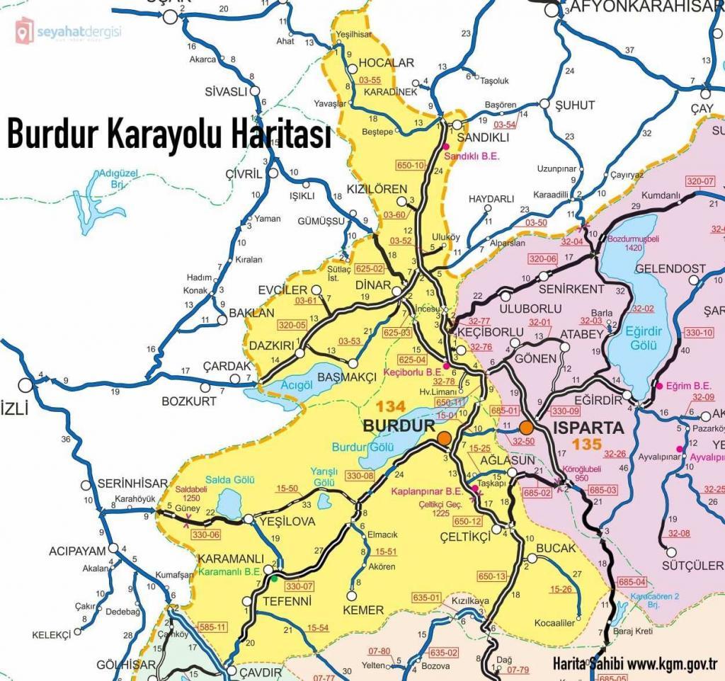 Burdur Karayolu Haritası